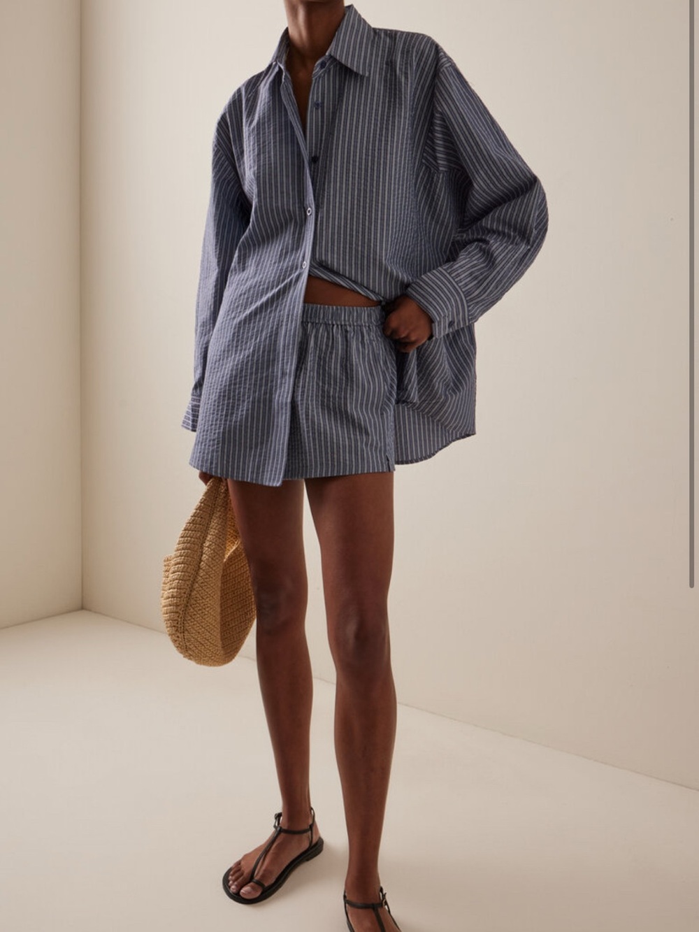 ELCE Striped Blue Button-Up Shirt (size M/L)